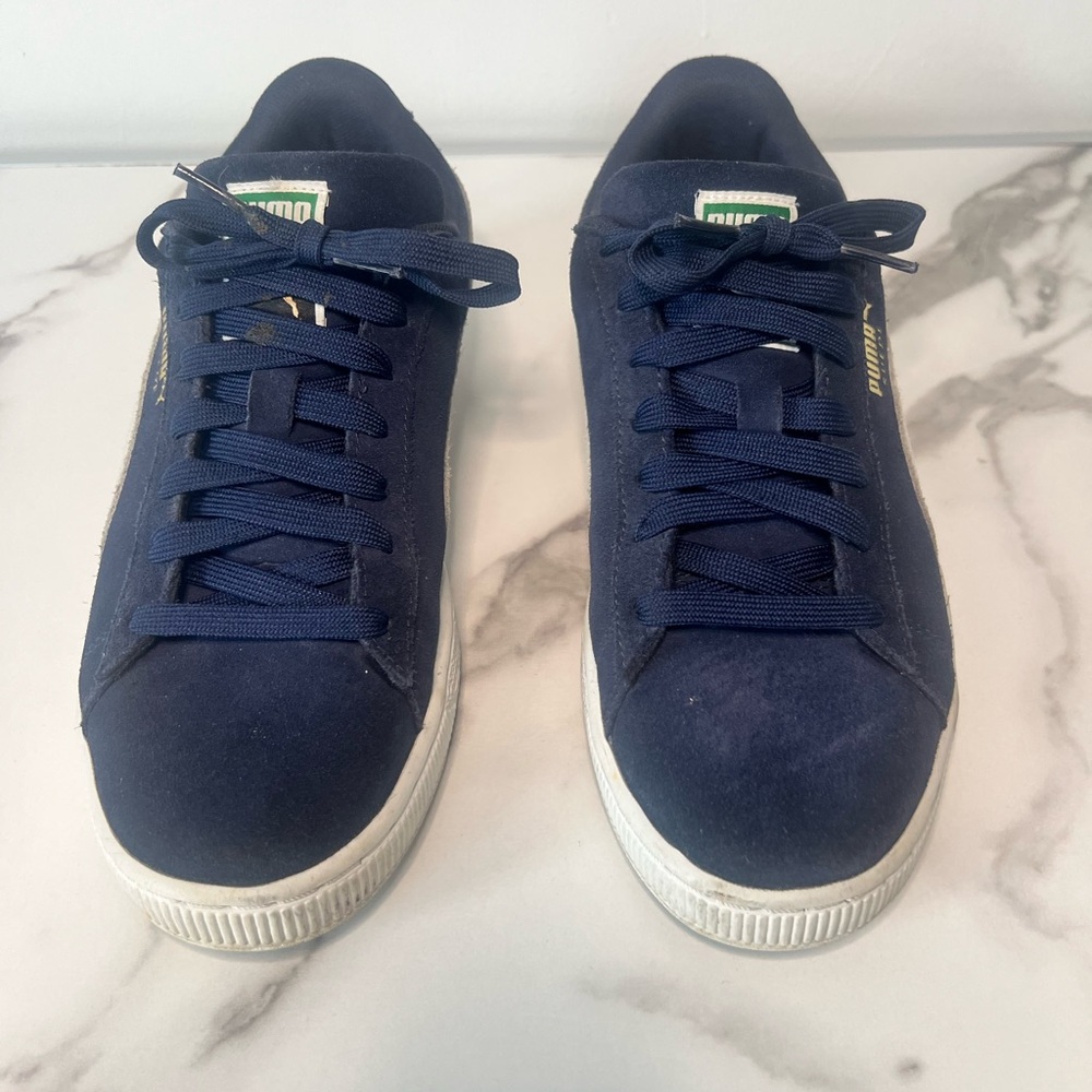 Puma Blue Suede Sneakers Classic Low-Top Design